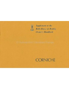 1978 ROLLS ROYCE & BENTLEY CORNICHE BETRIEBSANLEITUNG ZUSATZ ENGLISCH