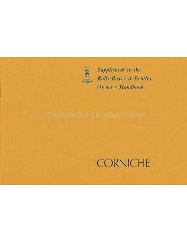 1978 ROLLS ROYCE & BENTLEY CORNICHE INSTRUCTIEBOEKJE SUPPLEMENT ENGELS