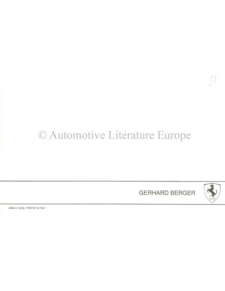 1993 FERRARI GERHARD BERGER ANSICHTKAART