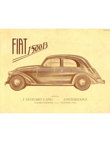 1935 FIAT 1500 B BROCHURE DUTCH