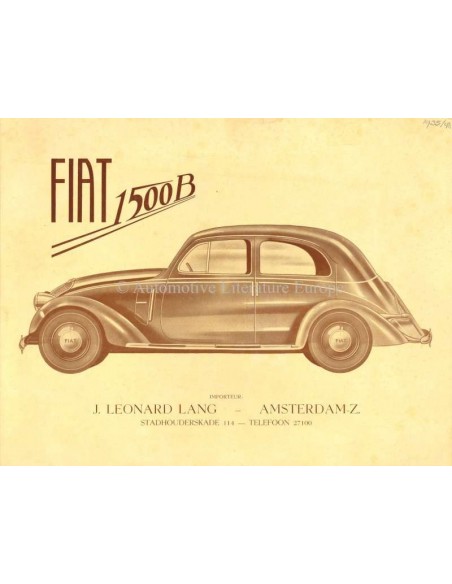 1935 FIAT 1500 B BROCHURE NEDERLANDS