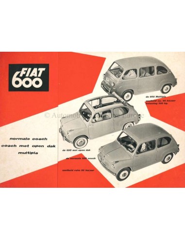 1957 FIAT 600 COACH & 600 MULTIPLA BROCHURE DUTCH