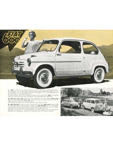 1958 FIAT 600 COACH & 600 MULTIPLA BROCHURE DUTCH