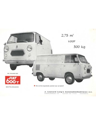 1962 FIAT 600 T BROCHURE DUTCH