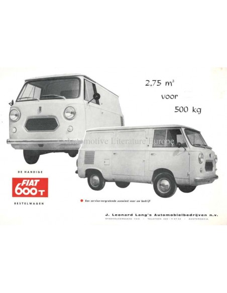 1962 FIAT 600 T PROSPEKT NIEDERLÄNDISCH
