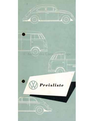 1953 VOLKSWAGEN TRANSPORTER PRICE LIST BROCHURE GERMAN