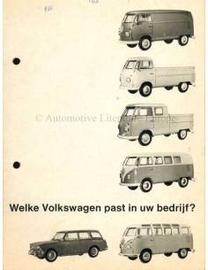 1962 VOLKSWAGEN TRANSPORTER BROCHURE DUTCH