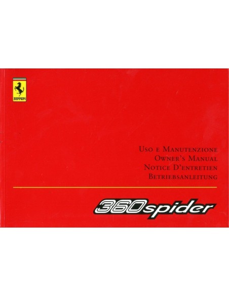 2004 FERRARI 360 SPIDER INSTRUCTIEBOEKJE 1772/02