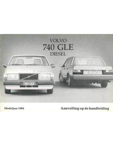 1984 VOLVO 740 GLE DIESEL ANHANG BETRIEBSANLEITUNG NIEDERLANDISCH