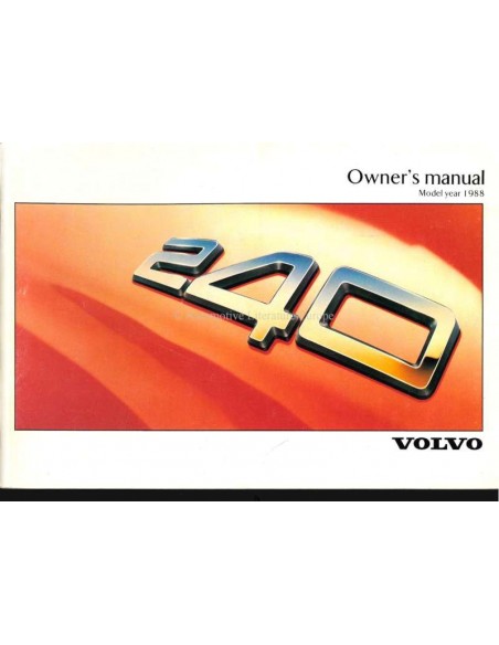 1988 VOLVO 240 OWNERS MANUAL ENGLISH