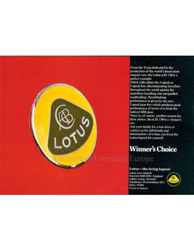 1971 LOTUS ELAN +2S 130 PROSPEKT ENGLISCH