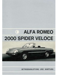 1972 ALFA ROMEO SPIDER 2000 VELOCE OWNERS MANUAL GERMAN