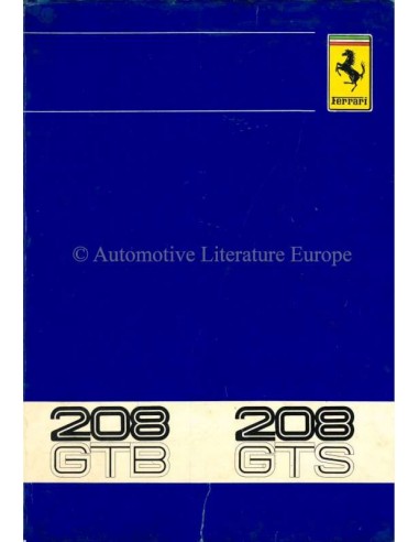 1980 FERRARI 208 GTB & GTS INSTRUCTIEBOEKJE 188/80