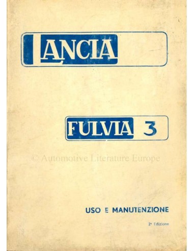1974 LANCIA FULVIA COUPE S OWNERS MANUAL ITALIAN