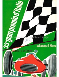 1962 33RD GRAND PRIX OF ITALY (MONZA) OFFICIAL CATALOGUE ITALIAN