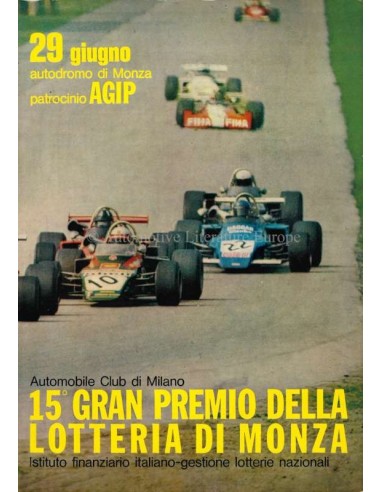1973 GRAN PREMIO DELLA LOTTERIA DI MONZA OFFICIAL CATALOGUE ITALIAN