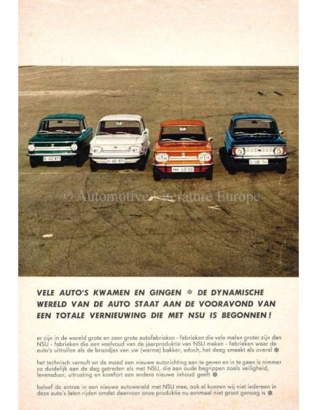 1968 NSU PROGRAMMA BROCHURE NEDERLANDS