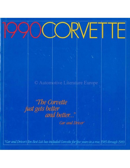 1990 CHEVROLET CORVETTE BROCHURE ENGLISH