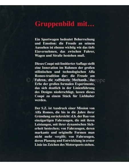1990 ALFA ROMEO SZ HARDCOVER BROCHURE DUITS