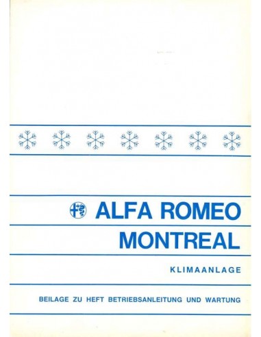 1972 ALFA ROMEO MONTREAL KLIMAANLAGE ZUSATZ BETRIEBSANLEITUNG DEUTSCH