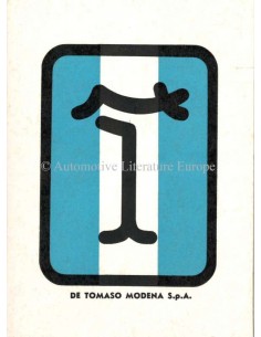 1976 DE TOMASO PANTERA GTS WARRANTY & MAINTENANCE MANUAL