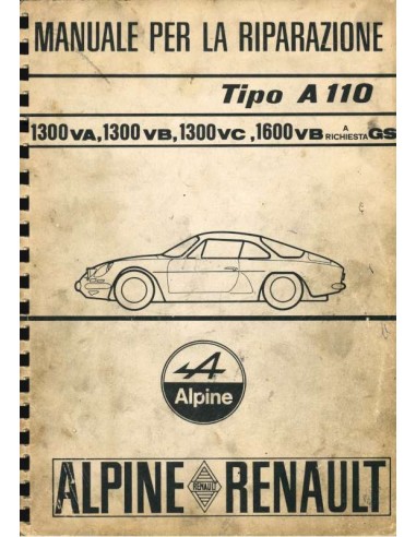 1970 ALPINE A110 1300 / 1600 REPARATIEHANDLEIDING ITALIAANS