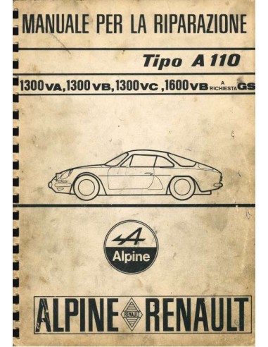 1970 ALPINE A110 1300 / 1600 REPARATURANLEITUNG ITALIENISCH