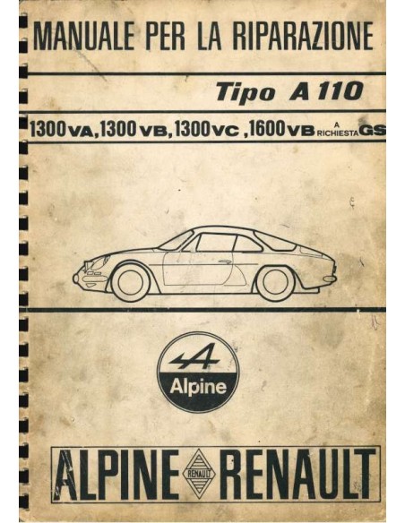 1970 ALPINE A110 1300 / 1600 REPAIR MANUAL ITALIAN