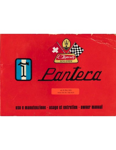 1972 DE TOMASO PANTERA BETRIEBSANLEITUNG