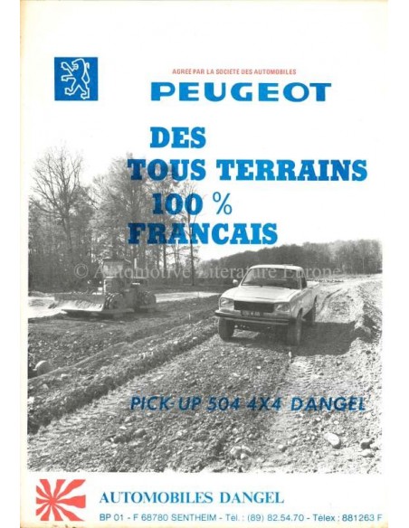 1982 PEUGEOT 504 DANGEL PICK UP BROCHURE FRENCH