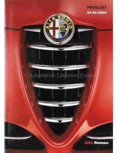 2004 ALFA ROMEO PRICE LIST DUTCH