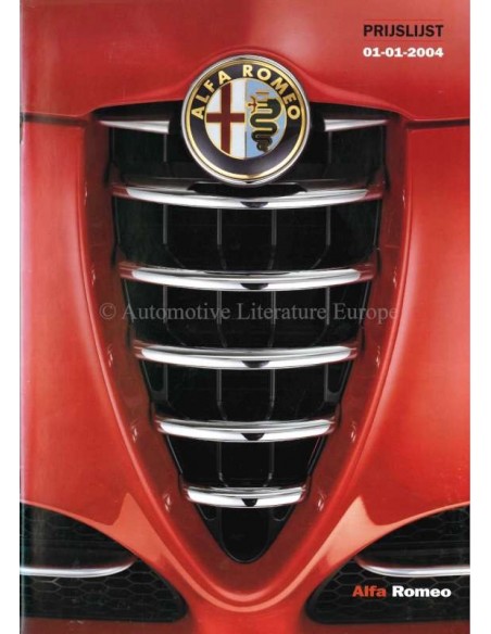 2004 ALFA ROMEO PRICE LIST DUTCH