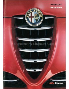 2003 ALFA ROMEO PRIJSLIJST NEDERLANDS