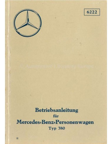 1934 MERCEDES BENZ TYPE 380 OWNERS MANUAL GERMAN
