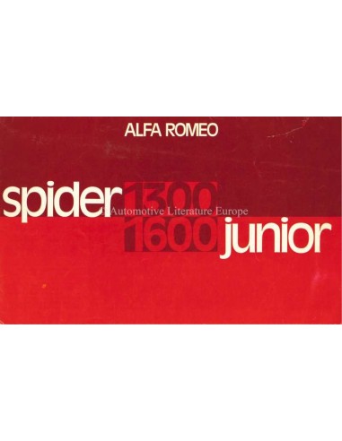 1974 ALFA ROMEO SPIDER JUNIOR 1.3 / 1.6 BROCHURE DUTCH