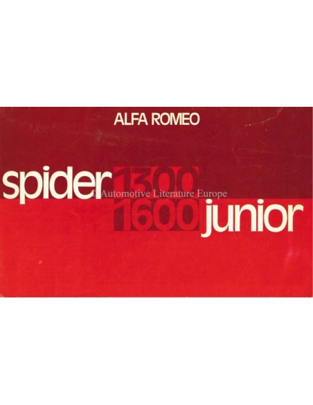 1974 ALFA ROMEO SPIDER JUNIOR 1.3 / 1.6 BROCHURE DUTCH