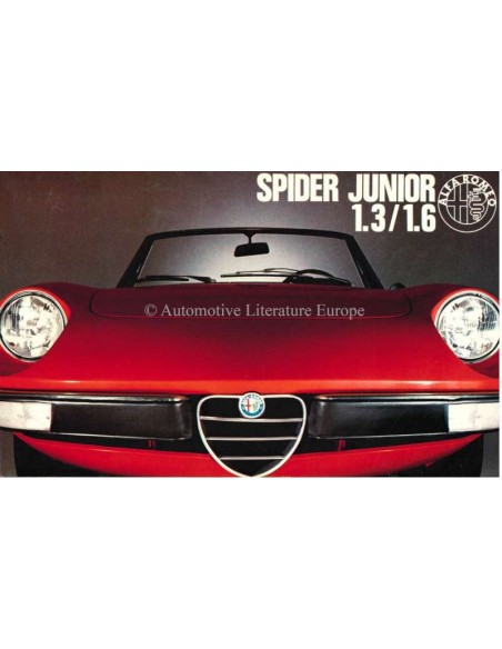 1972 ALFA ROMEO SPIDER JUNIOR 1.3 1.6 BROCHURE ITALIAANS
