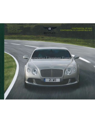 2012 BENTLEY CONTINENTAL GT & CONVERTIBLE GT W12 HARDBACK BROCHURE GERMAN