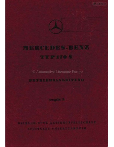 1950 MERCEDES BENZ 170 S OWNERS MANUAL GERMAN