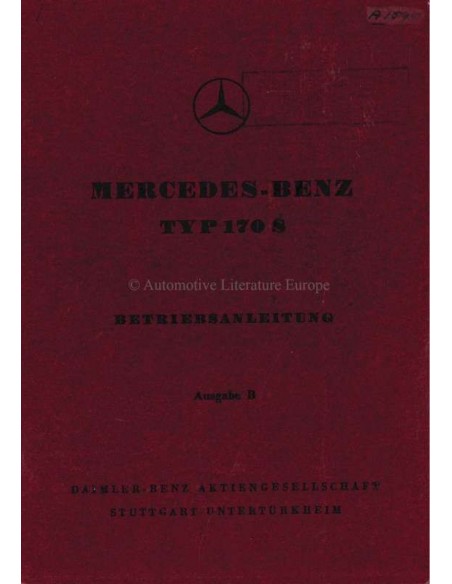 1950 MERCEDES BENZ 170 S OWNERS MANUAL GERMAN