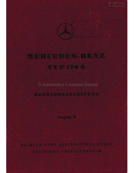 1950 MERCEDES BENZ TYP 170 S BETRIEBSANLEITUNG DEUTSCH