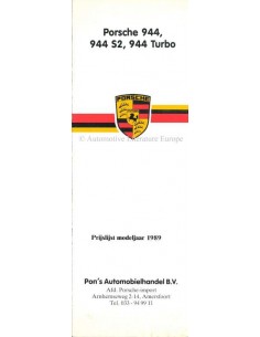 1989 PORSCHE 944 PRICE LIST DUTCH