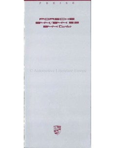 1989 PORSCHE 944 PRICE LIST GERMAN