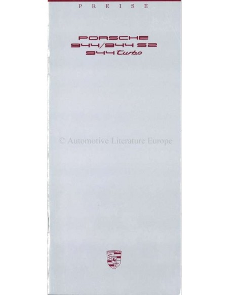1989 PORSCHE 944 PRICE LIST GERMAN