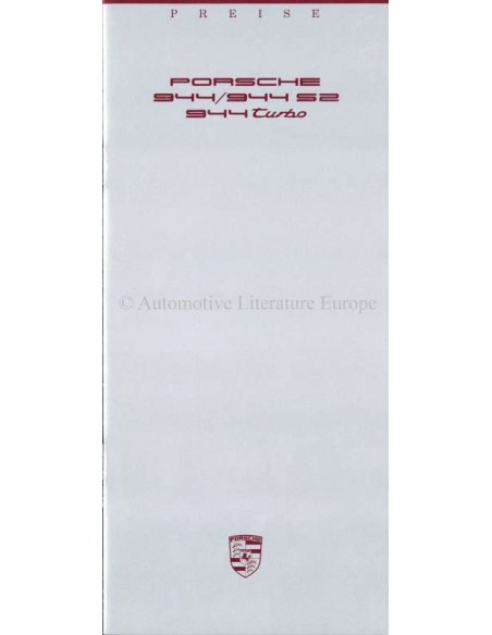 1988 PORSCHE 944 PREISLISTE DEUTSCH