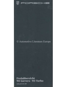 1985 PORSCHE 911 PREISLISTE DEUTSCH