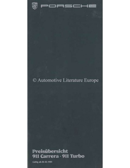 1985 PORSCHE 911 PRICE LIST GERMAN