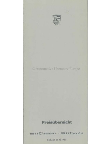 1985 PORSCHE 911 PRIJSLIJST DUITS