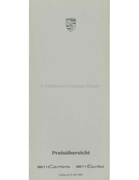 1985 PORSCHE 911 PRICE LIST GERMAN
