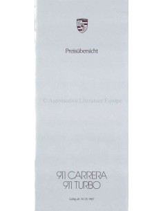 1987 PORSCHE 911 PREISLISTE DEUTSCH
